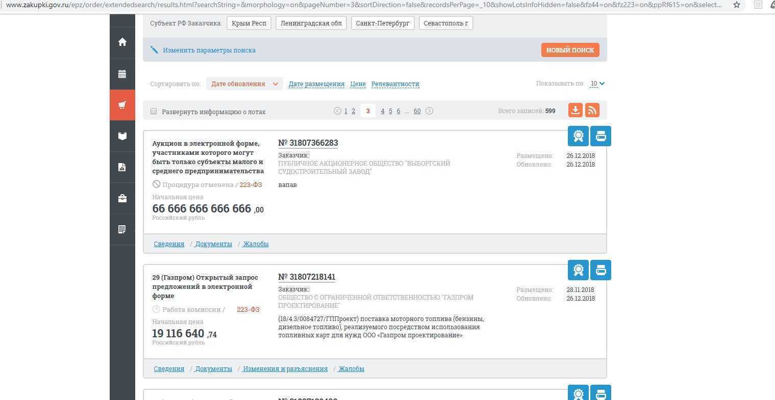   Скриншот zakupki.gov.ru